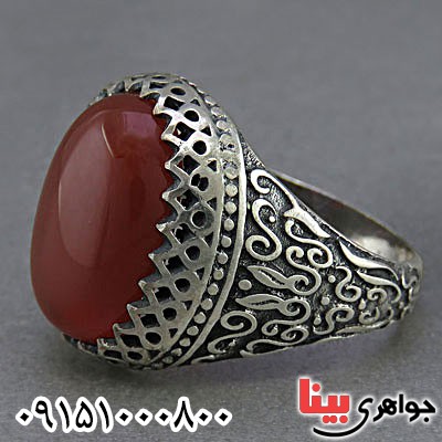 انگشتر عقیق قرمز خوشرنگ و درشت _کد:25746