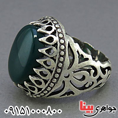 انگشتر عقیق سبز خاص و خوشرنگ مردانه