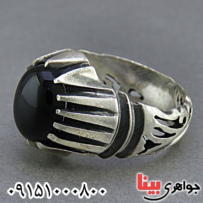 انگشتر عقیق سیاه (اونیکس) شیک و زیبا مردانه _کد:25767