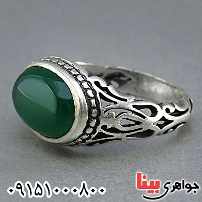 انگشتر عقیق سبز خوشرنگ بسیار زیبا _کد:25785