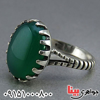 انگشتر عقیق سبز مردانه بسیار زیبا _کد:25787