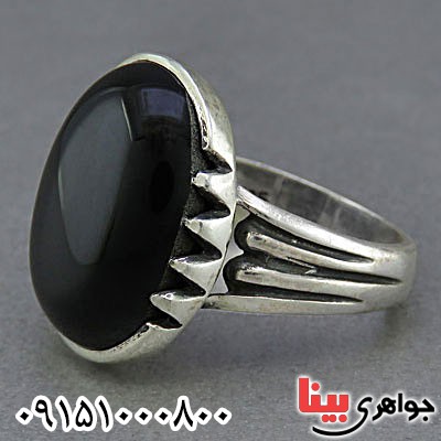 انگشتر عقیق سیاه (اونیکس) خاص ، زیبا و شیک مردانه _کد:25799