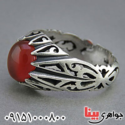 انگشتر عقیق قرمز خوشرنگ بسیار زیبا _کد:25808