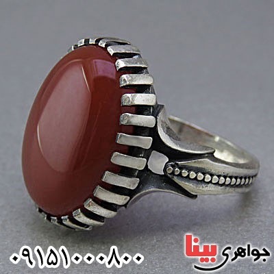 انگشتر عقیق قرمز شیک و خوشرنگ مردانه _کد:25811