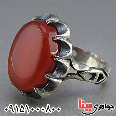 انگشتر عقیق قرمز خوشرنگ زیبا _کد:25814