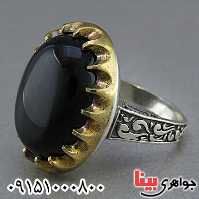 انگشتر عقیق سیاه (اونیکس) مردانه شیک و خاص _کد:25821