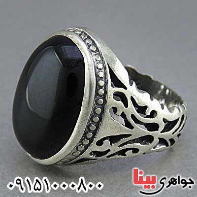 انگشتر عقیق سیاه (اونیکس) خاص و شیک مردانه _کد:25823