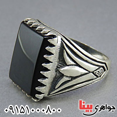 انگشتر عقیق سیاه (اونیکس) شیک و زیبا مردانه _کد:25824