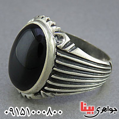 انگشتر عقیق سیاه (اونیکس) خاص مردانه بسیار زیبا _کد:25825