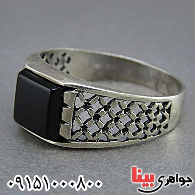 انگشتر عقیق سیاه (اونیکس) خاص مردانه بسیار زیبا _کد:25826
