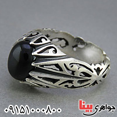 انگشتر عقیق سیاه (اونیکس) مردانه زیبا _کد:25827