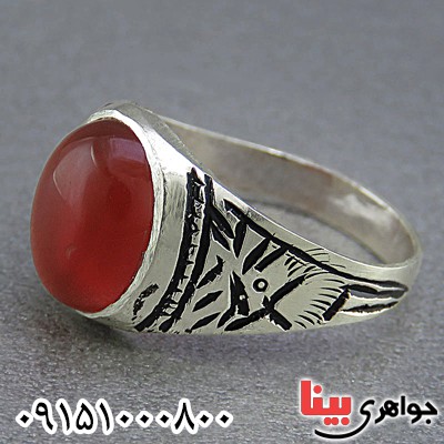 انگشتر عقیق قرمز سایز کوچک خوشرنگ و زیبا _کد:25832