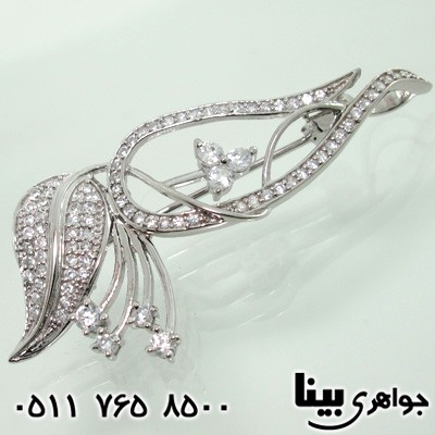 گل سینه نقره طرح لاله