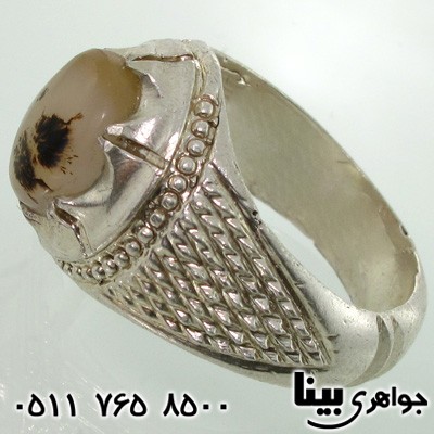 انگشتر عقیق شجری مردانه طرح سوهانی