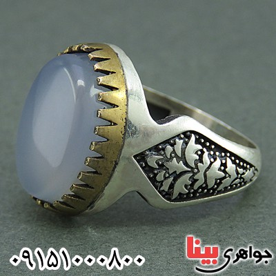 انگشتر عقیق کبود مردانه خوشرنگ بسیار زیبا _کد:25859