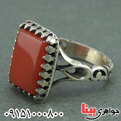 انگشتر عقیق قرمز خوشرنگ مردانه بسیار زیبا _کد:25865
