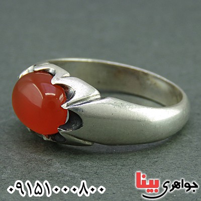 انگشتر عقیق قرمز خوشرنگ مردانه بسیار زیبا _کد:25866