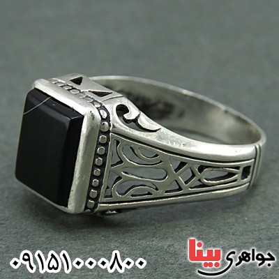 انگشتر عقیق سیاه (اونیکس) خاص و شیک مردانه _کد:25868