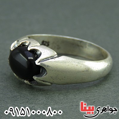 انگشتر عقیق سیاه (اونیکس) مردانه خاص و زیبا _کد:25869