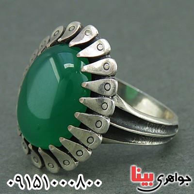 انگشتر عقیق سبز خوشرنگ مردانه بسیار زیبا _کد:25871