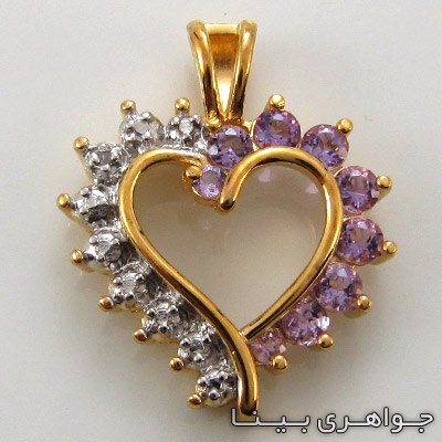 گردنبند آمتیست طلایی قلب