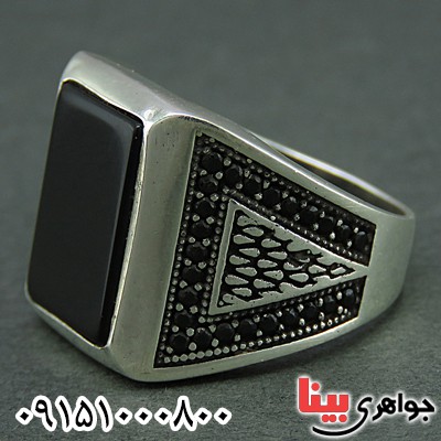 انگشتر عقیق سیاه (اونیکس) میکروستینگ مردانه _کد:25889