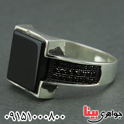 انگشتر عقیق سیاه (اونیکس) میکروستینگ مردانه _کد:25892