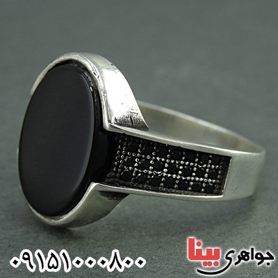 انگشتر عقیق سیاه (اونیکس) میکروستینگ مردانه زیبا _کد:25893