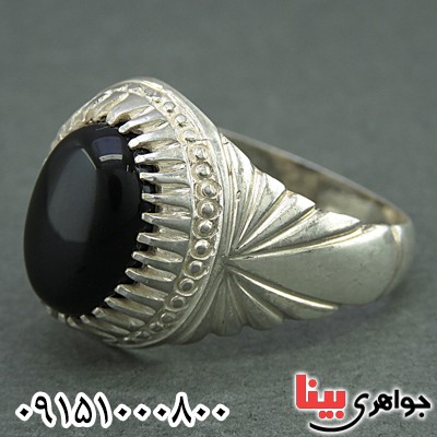 انگشتر عقیق سیاه (اونیکس) خوشرنگ مردانه بسیار زیبا _کد:25902