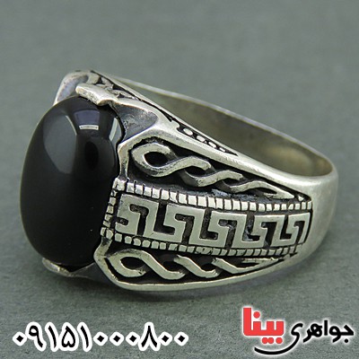 انگشتر عقیق سیاه (اونیکس) مردانه زیبا _کد:25903