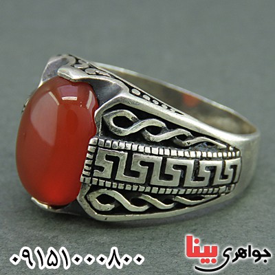 انگشتر عقیق قرمز مردانه خاص _کد:25904