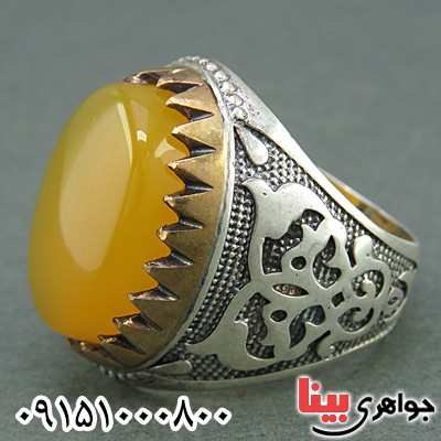انگشتر عقیق شرف الشمس خاص و خوشرنگ مردانه _کد:25911