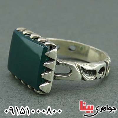 انگشتر عقیق سبز خوشرنگ بسیار شیک _کد:25919