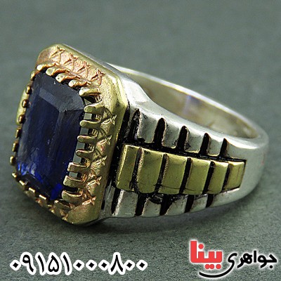 انگشتر یاقوت کبود خوشرنگ مردانه بسیار زیبا _کد:25939
