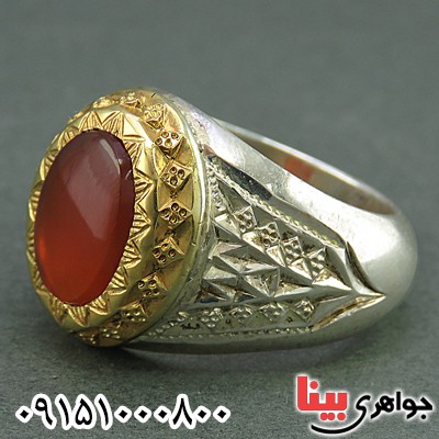 انگشتر عقیق یمنی خوشرنگ فاخر مردانه _کد:25947