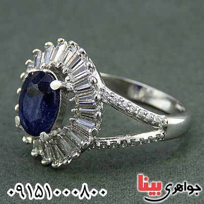 انگشتر یاقوت کبود خوشرنگ زنانه بسیار زیبا _کد:25960
