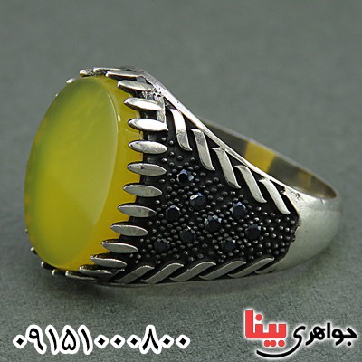 انگشتر عقیق شرف الشمس مردانه میکروستینگ بسیار زیبا _کد:25975