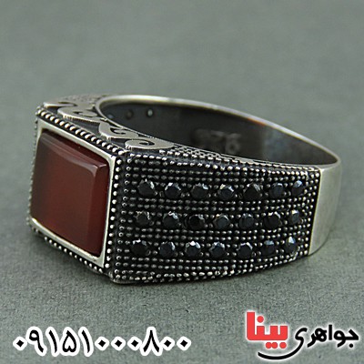 انگشتر عقیق قرمز میکروستینگ مردانه  _کد:25979