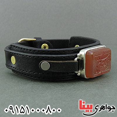 دستبند عقیق یمنی خطی زیبا به همراه حرز امام جواد _کد:25986