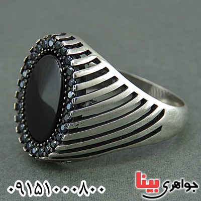 انگشتر عقیق سیاه (اونیکس) شیک و زیبا مردانه _کد:26001