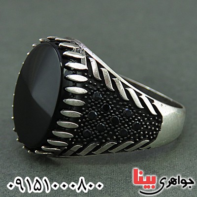 انگشتر عقیق سیاه (اونیکس) زیبا و خاص مردانه _کد:26002