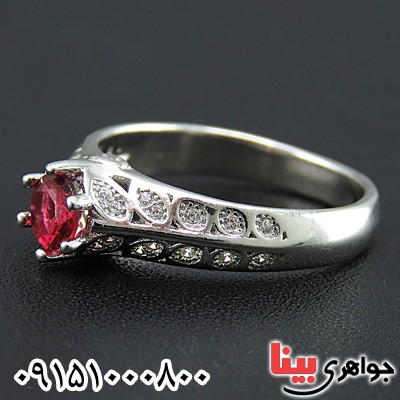 انگشتر یاقوت سرخ صنعتی خوشرنگ و خاص زنانه _کد:26010