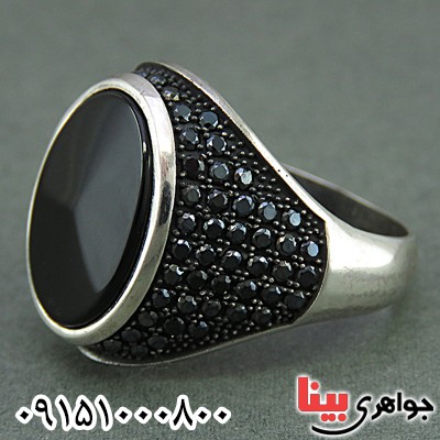 انگشتر عقیق سیاه (اونیکس) خاص و شیک مردانه _کد:26046