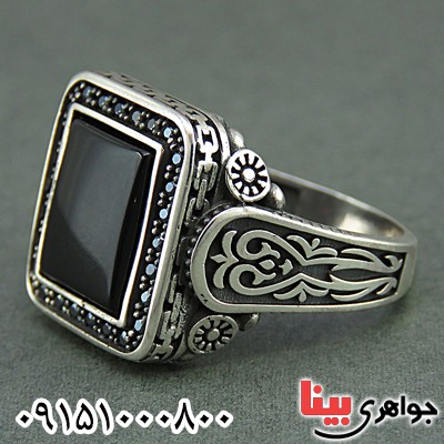 انگشتر عقیق سیاه (اونیکس) شیک و زیبای مردانه _کد:26047