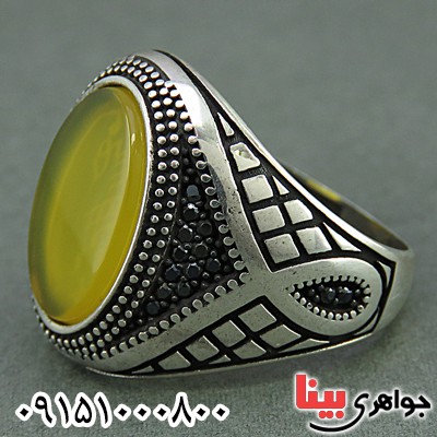 انگشتر عقیق شرف الشمس مردانه میکروستینگ بسیار زیبا _کد:26050
