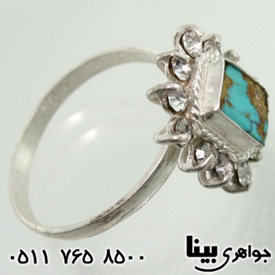 انگشتر فیروزه نیشابوری زنانه مربعی