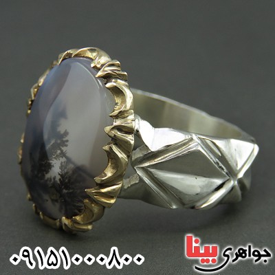 انگشتر عقیق شجری طبیعی اصل قائن تک درخت _کد:26078
