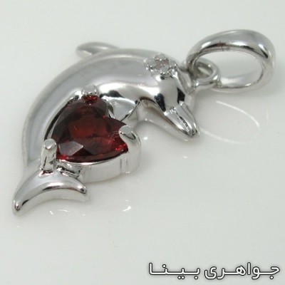 گردنبند یاقوت گارنت طرح دلفین