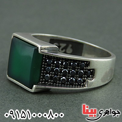 انگشتر عقیق سبز خاص و خوشرنگ مردانه _کد:26105