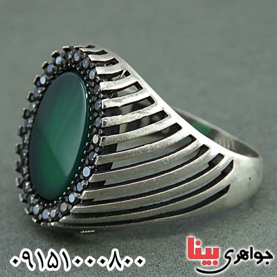 انگشتر عقیق سبز خوشرنگ و شیک مردانه _کد:26106